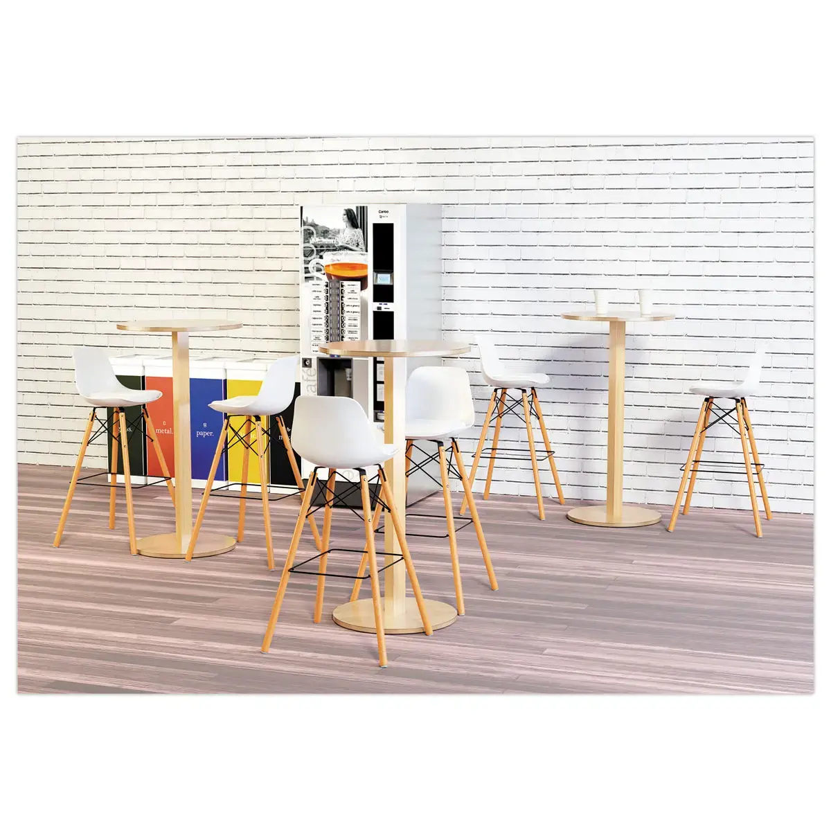 Table haute WOODY ronde 60 cm - Blanc 