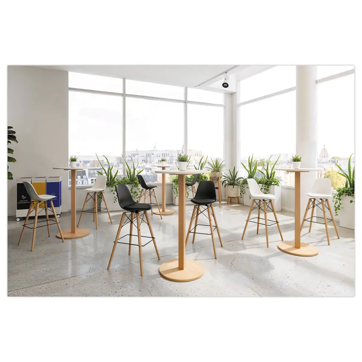 Table haute WOODY ronde 60 cm - Blanc 