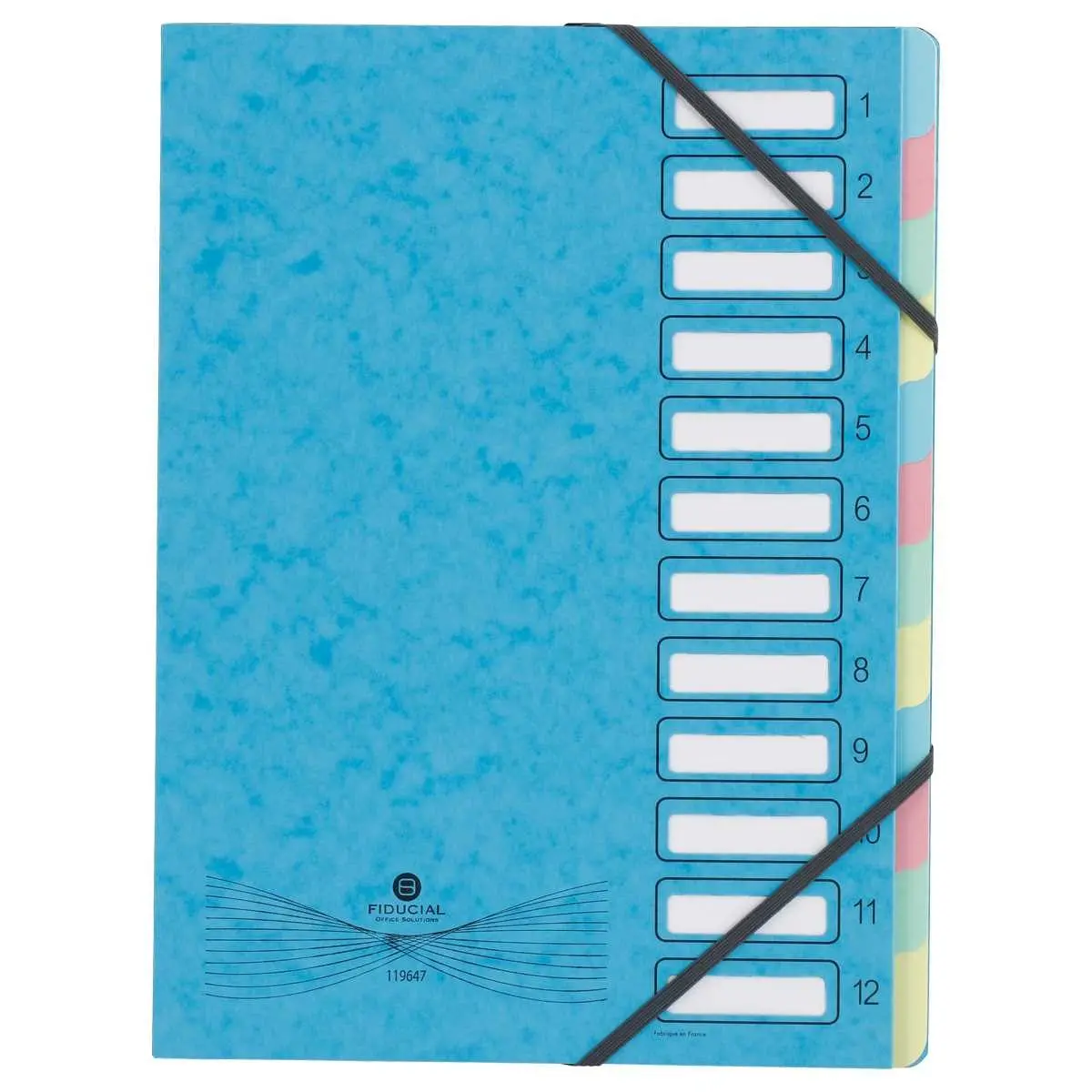 Trieur extensible carte lustrée - 12 onglets - Bleu clair - FIDUCIAL