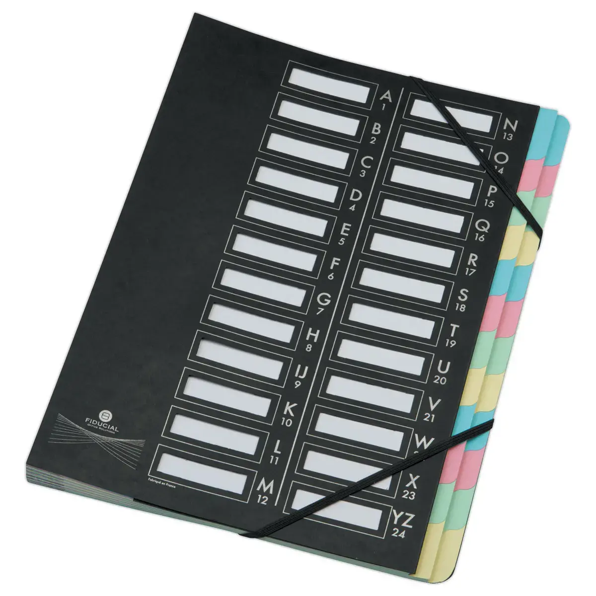 Trieur extensible carte lustr&eacute;e- 24 compartiments - noir - FIDUCIAL 