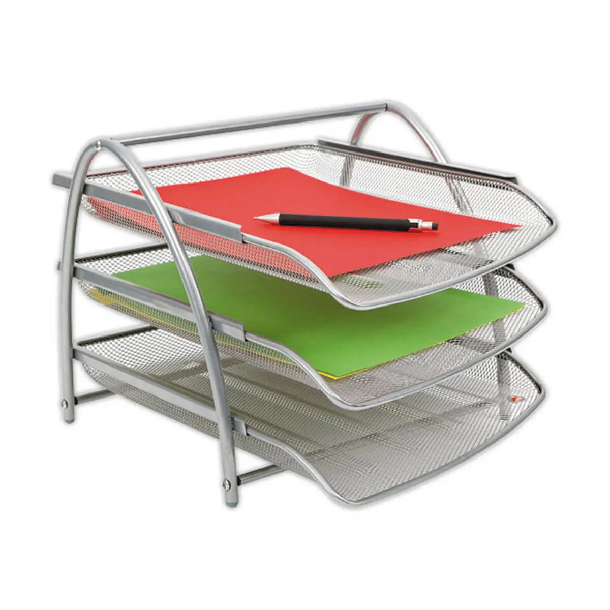 3 Corbeilles métalliques coulissantes MESH sur support gris - ALBA
