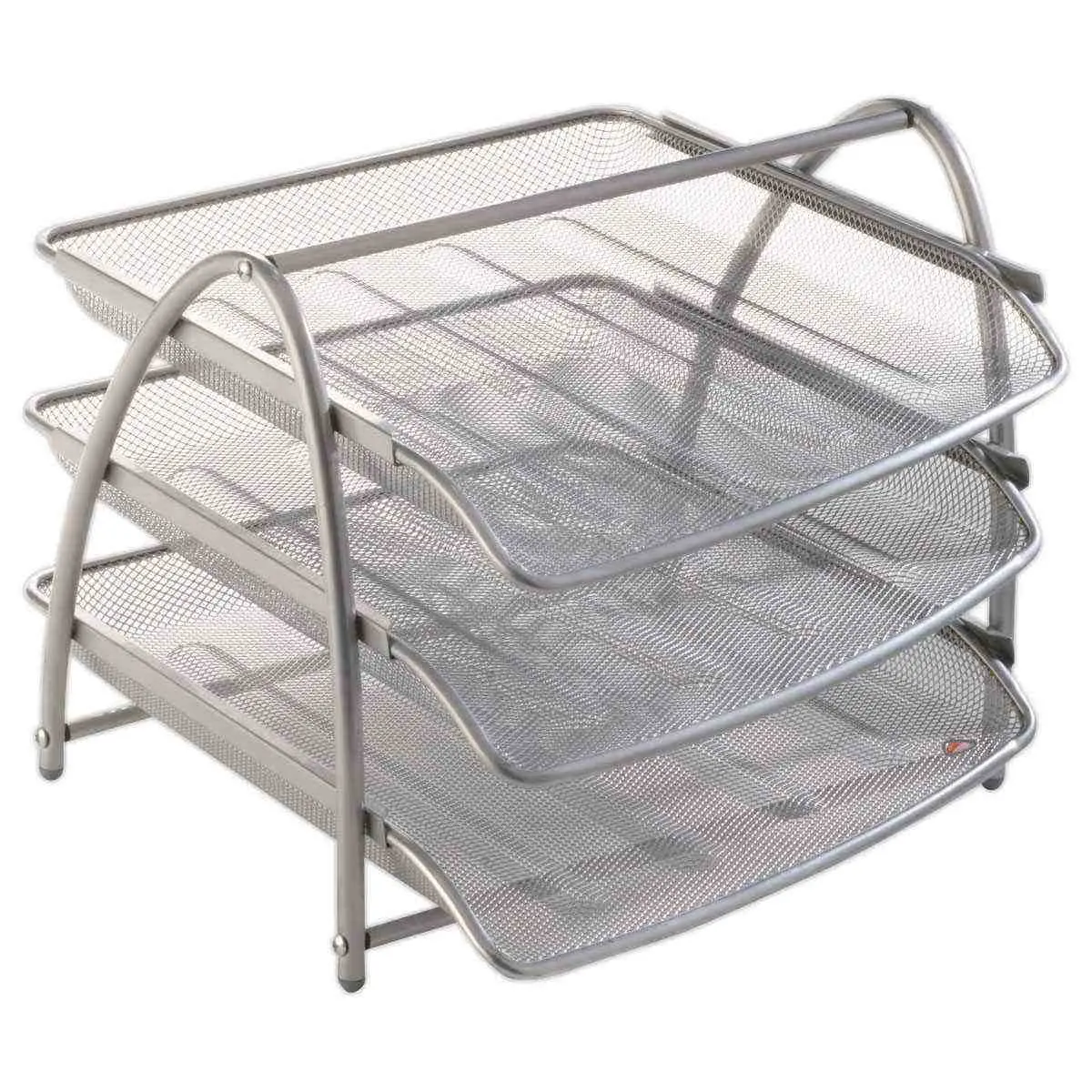 3 Corbeilles métalliques coulissantes MESH sur support gris - ALBA