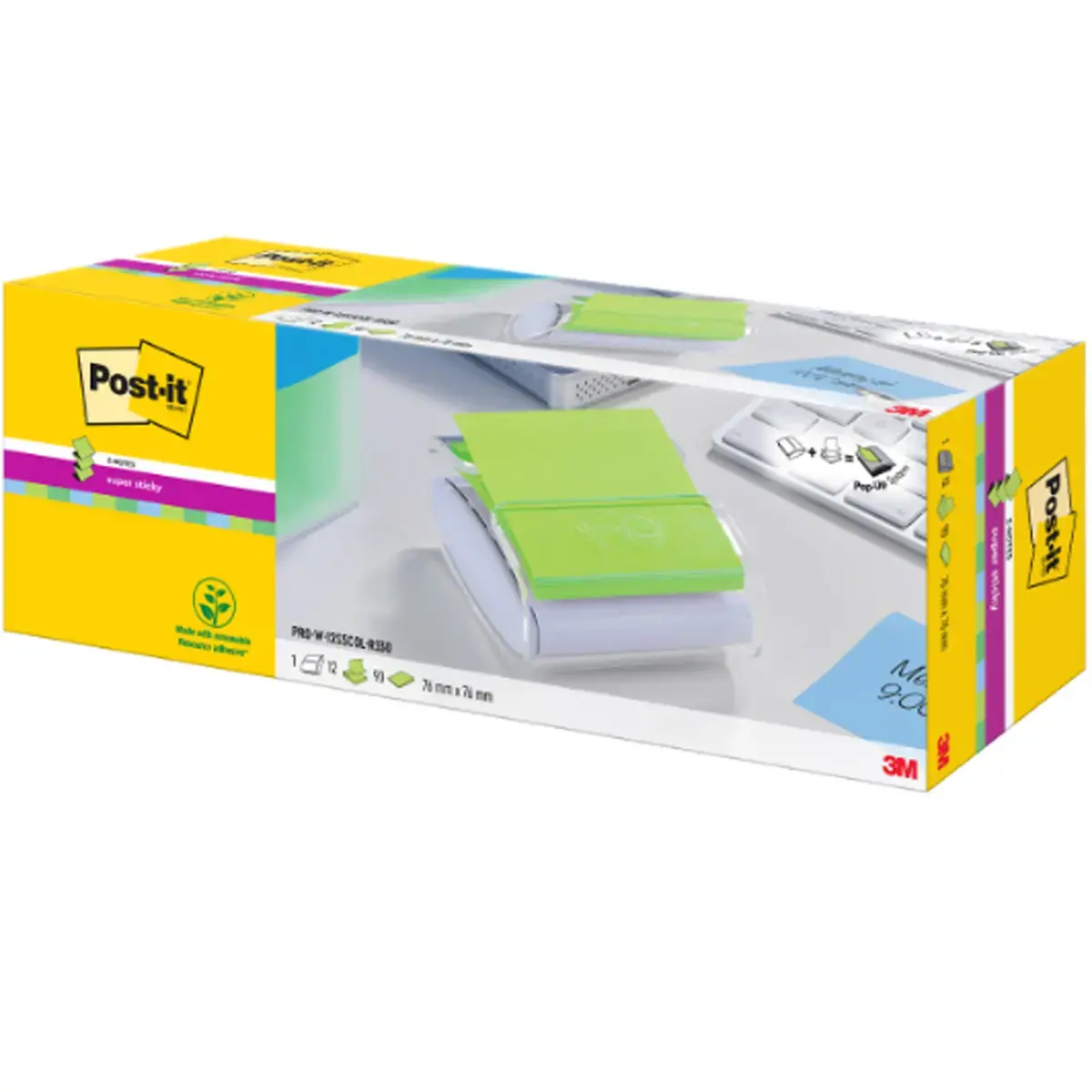 Blocs ZNotes Super Sticky 76x76 mm +d&eacute;vidoir offert - POST IT 