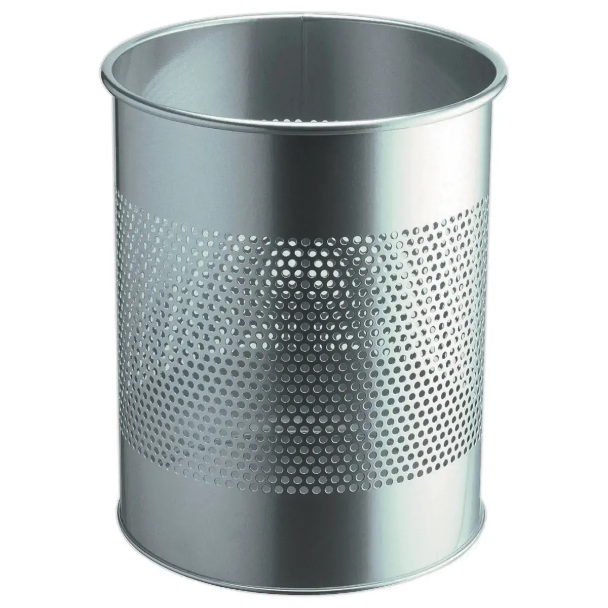 Corbeille &agrave; papier m&eacute;tal ajour&eacute;e 15 litre argent 