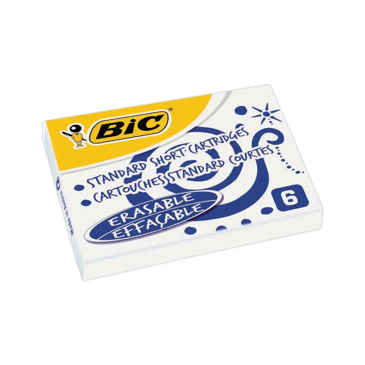 24 Cartouches courtes - Encre bleue effaçable - BIC