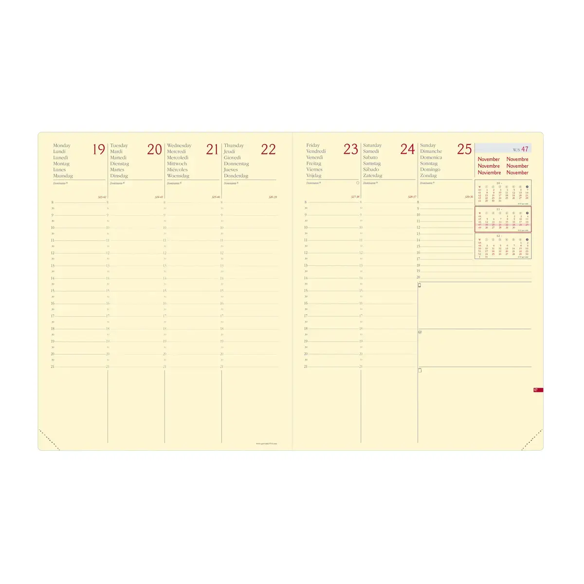 Agenda semainier  Silk - 21x27cm - Bleu - Janvier &agrave; d&eacute;cembre - QUO VADIS 