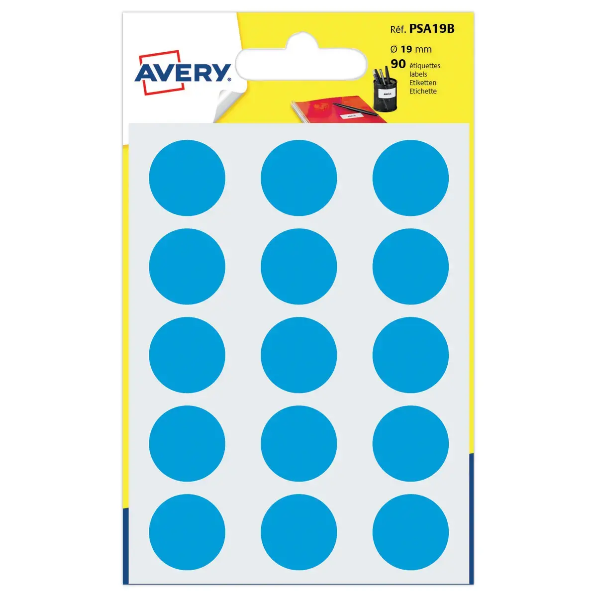 Pastilles gommettes - Ø 19 mm - bleu - AVERY
