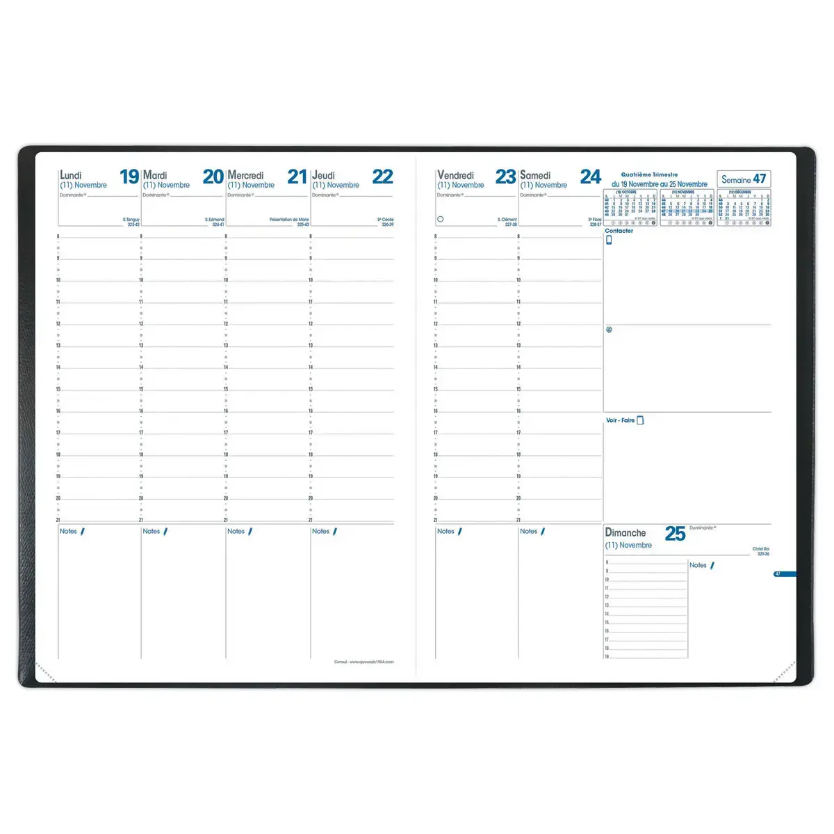 Agenda semainier Consul - 21x29,7cm - Noir - Janvier à décembre - QUO VADIS