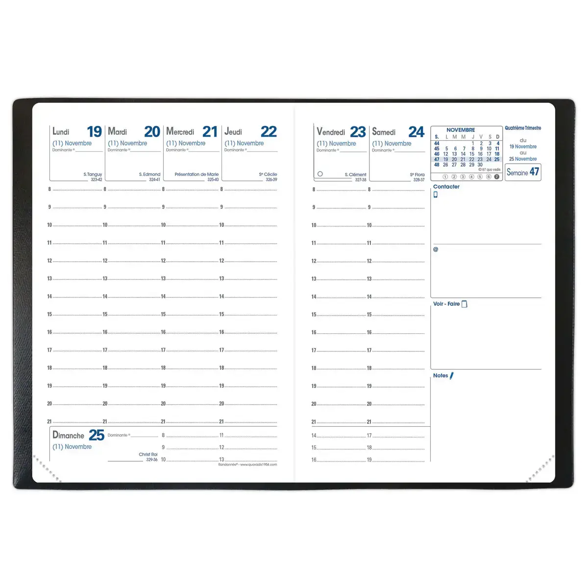 Agenda semainier Planning Randonnée - 9x12,5 cm - Noir - Janvier à décembre - QUO VADIS