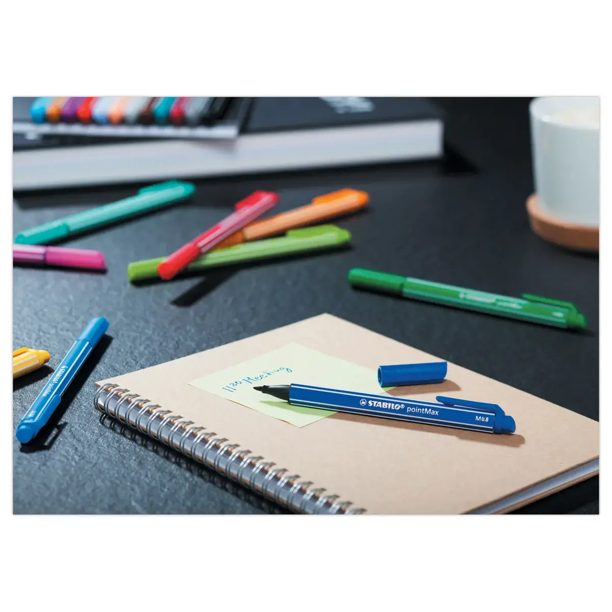 15 stylos-feutres pointMax - Pointe moyenne - Encre eau - Coloris assorti - STABILO 