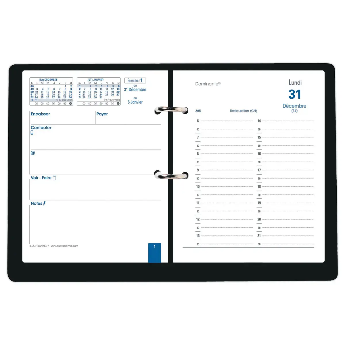 Support et recharge bloc éphéméride QuoVadis Planing - 24x17cm
