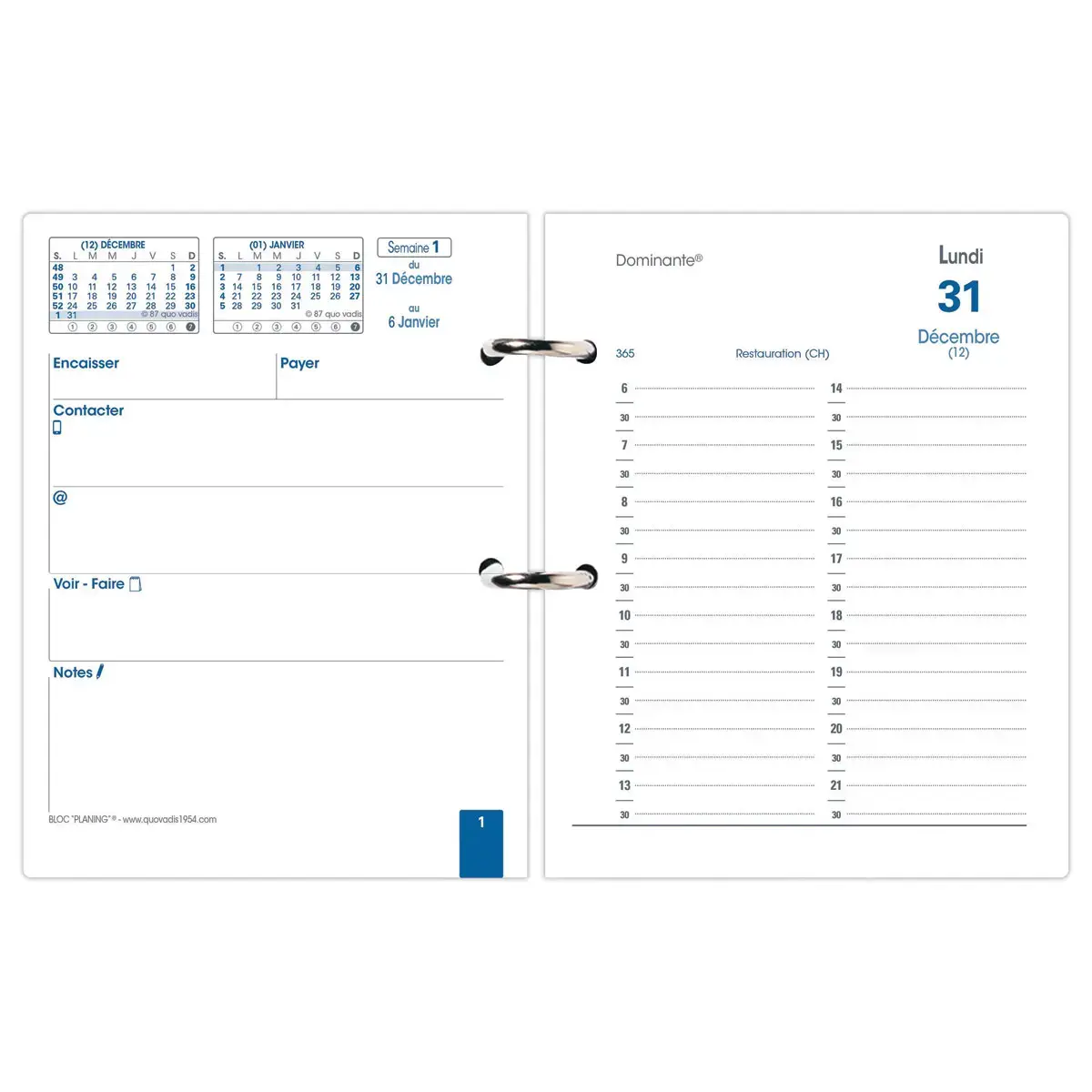 Support et recharge bloc éphéméride QuoVadis Planing - 24x17cm