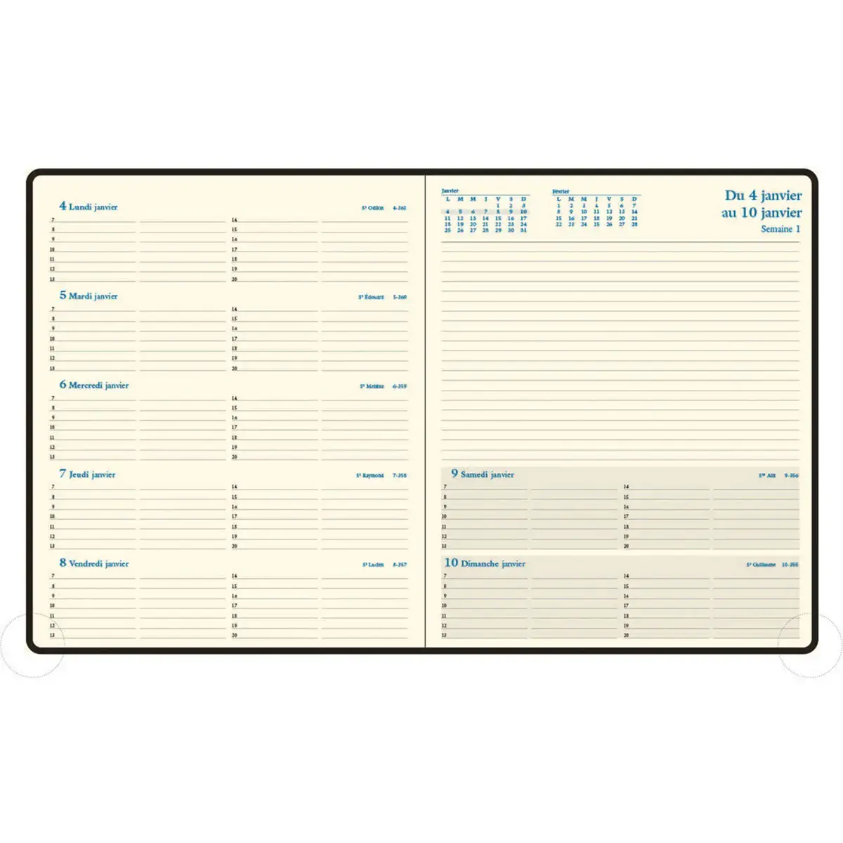 Agenda semainier  Espace 22 -18,5x22,5 cm - Noir - Janvier &agrave; d&eacute;cembre - EXACOMPTA 
