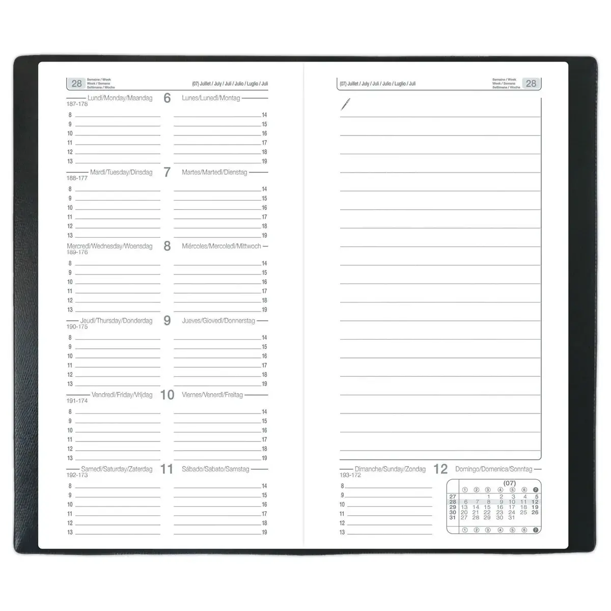 Agenda semainier Classique 917N - 8,8x17cm - Noir - Janvier à décembre