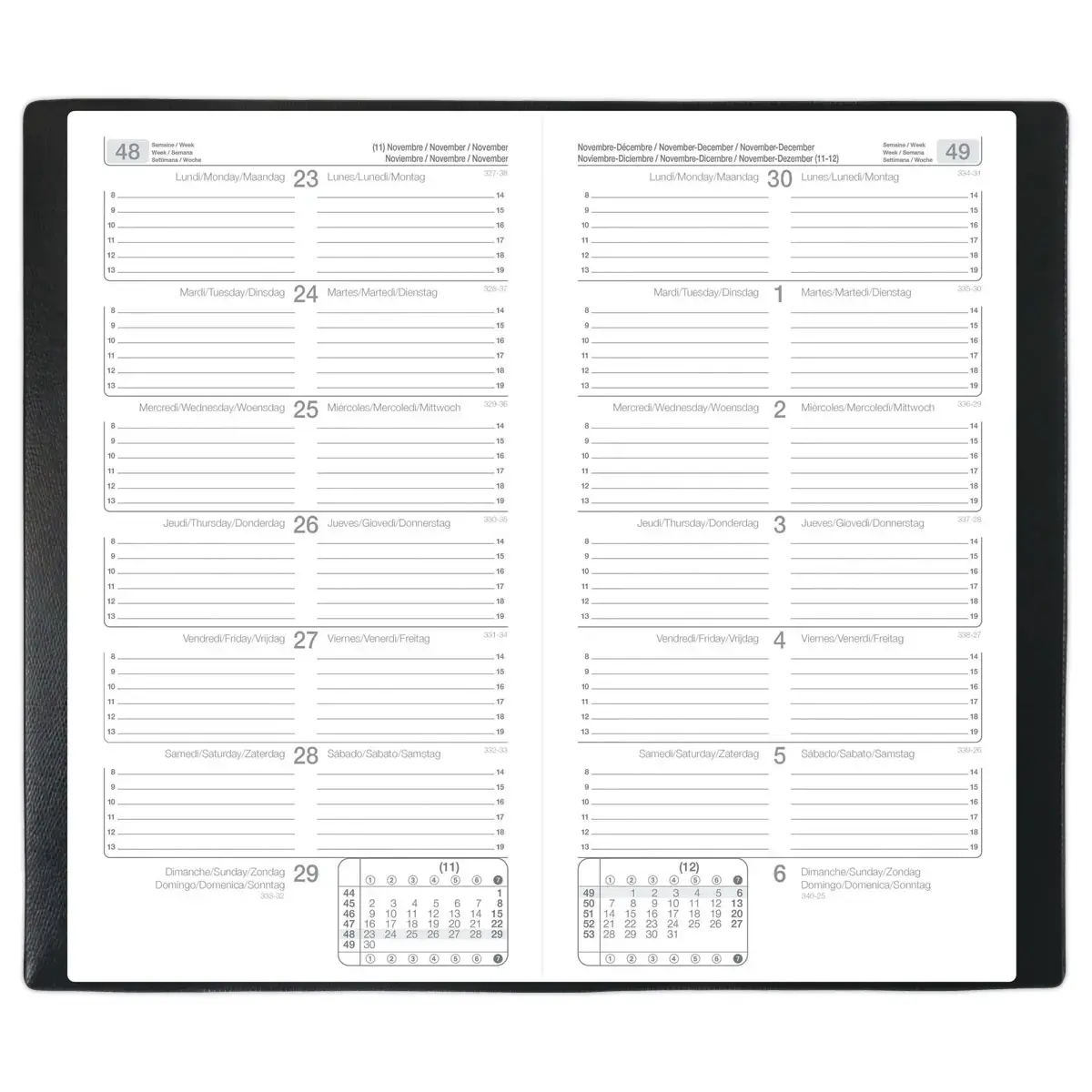 Agenda Quinzainier 17 - 8,8x17cm - Noir - Janvier à décembre