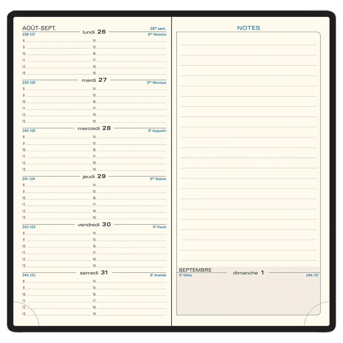 Agenda semainier Espace 17 -9x17,5 cm - Noir - Janvier à décembre - EXACOMPTA