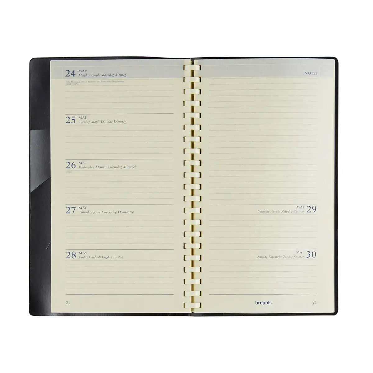 Agenda semainier Notaplan - 9x16 cm - Noir - Janvier à décembre - BREPOLS