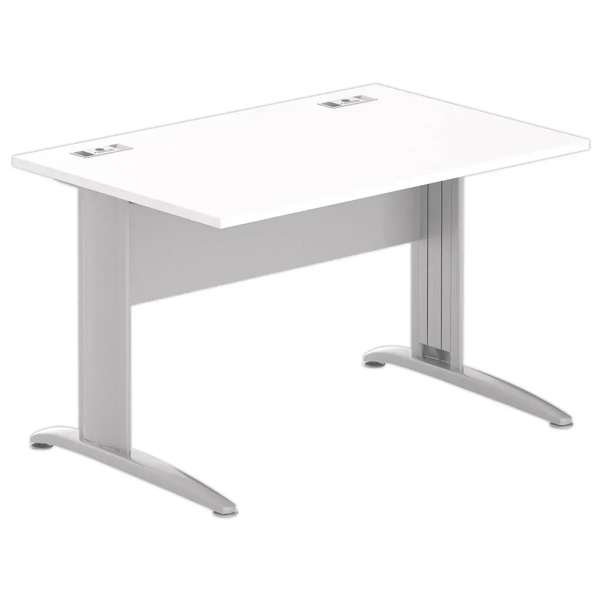 Bureau BUENOS AIRES - Plateau blanc et pieds aluminium - 120x80 cm 