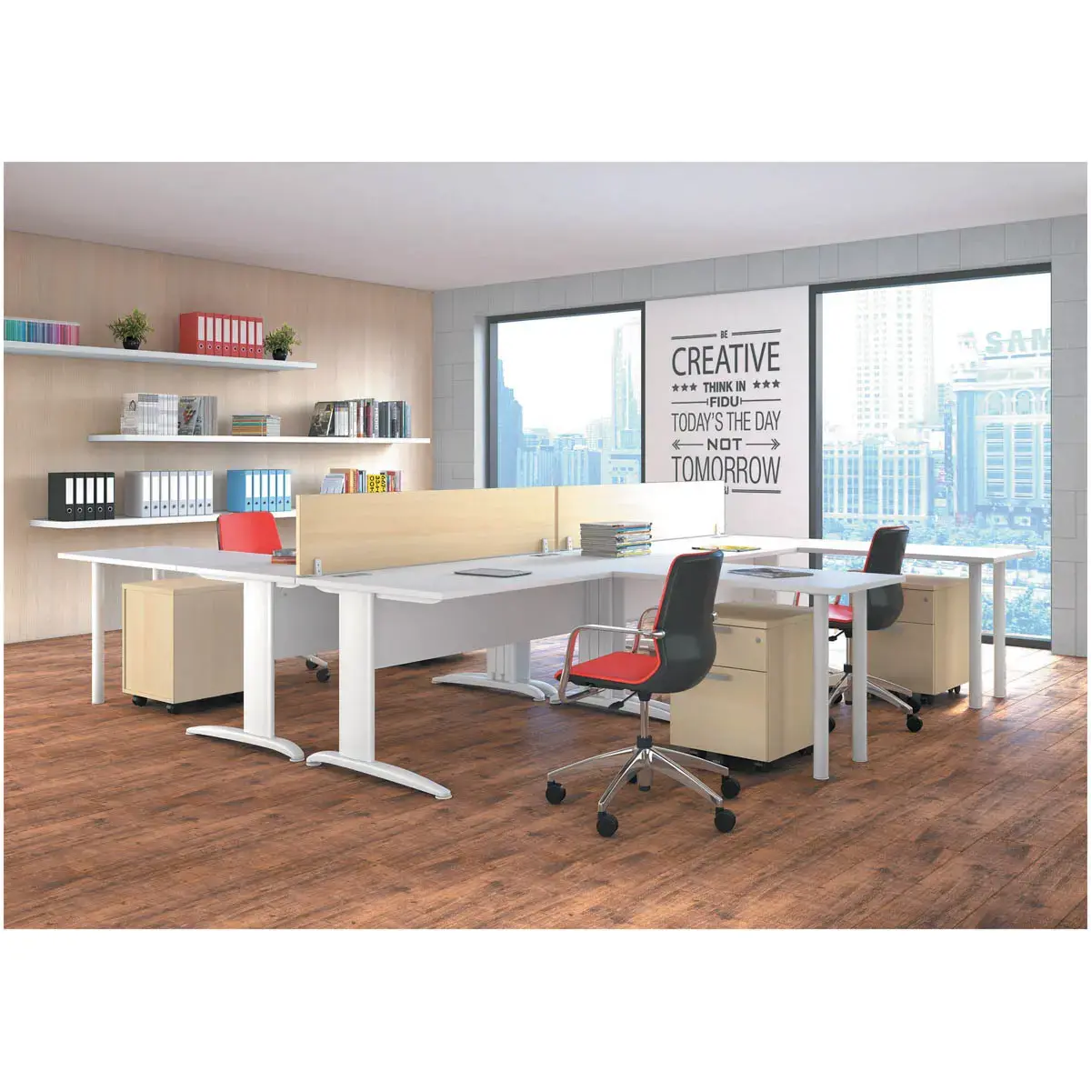 Bureau BUENOS AIRES - Plateau blanc et pieds aluminium - 120x80 cm 