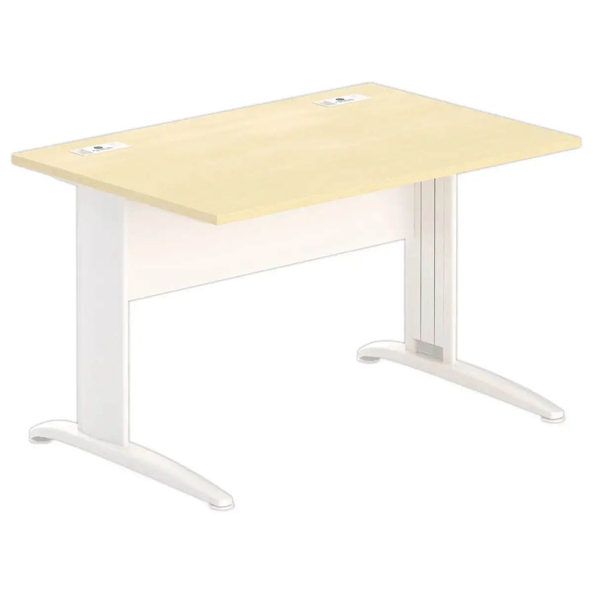 Bureau Buenos Aires - 120 x 80 cm - Plateau h&ecirc;tre et pieds blancs - FIDUCIAL OFFICE SOLUTIONS 