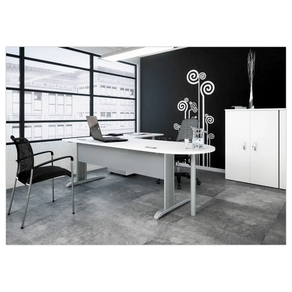 Bureau Buenos Aires - 120 x 80 cm - Plateau h&ecirc;tre et pieds blancs - FIDUCIAL OFFICE SOLUTIONS 
