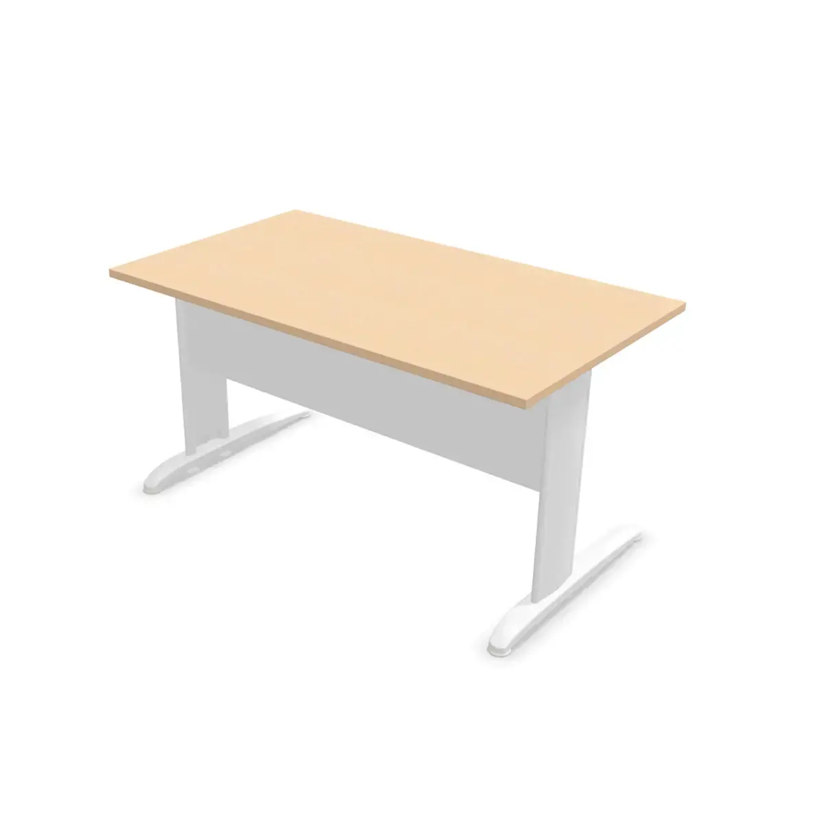 Bureau Buenos Aires - 140 x 80 cm - Plateau h&ecirc;tre et pieds blancs - FIDUCIAL OFFICE SOLUTIONS 