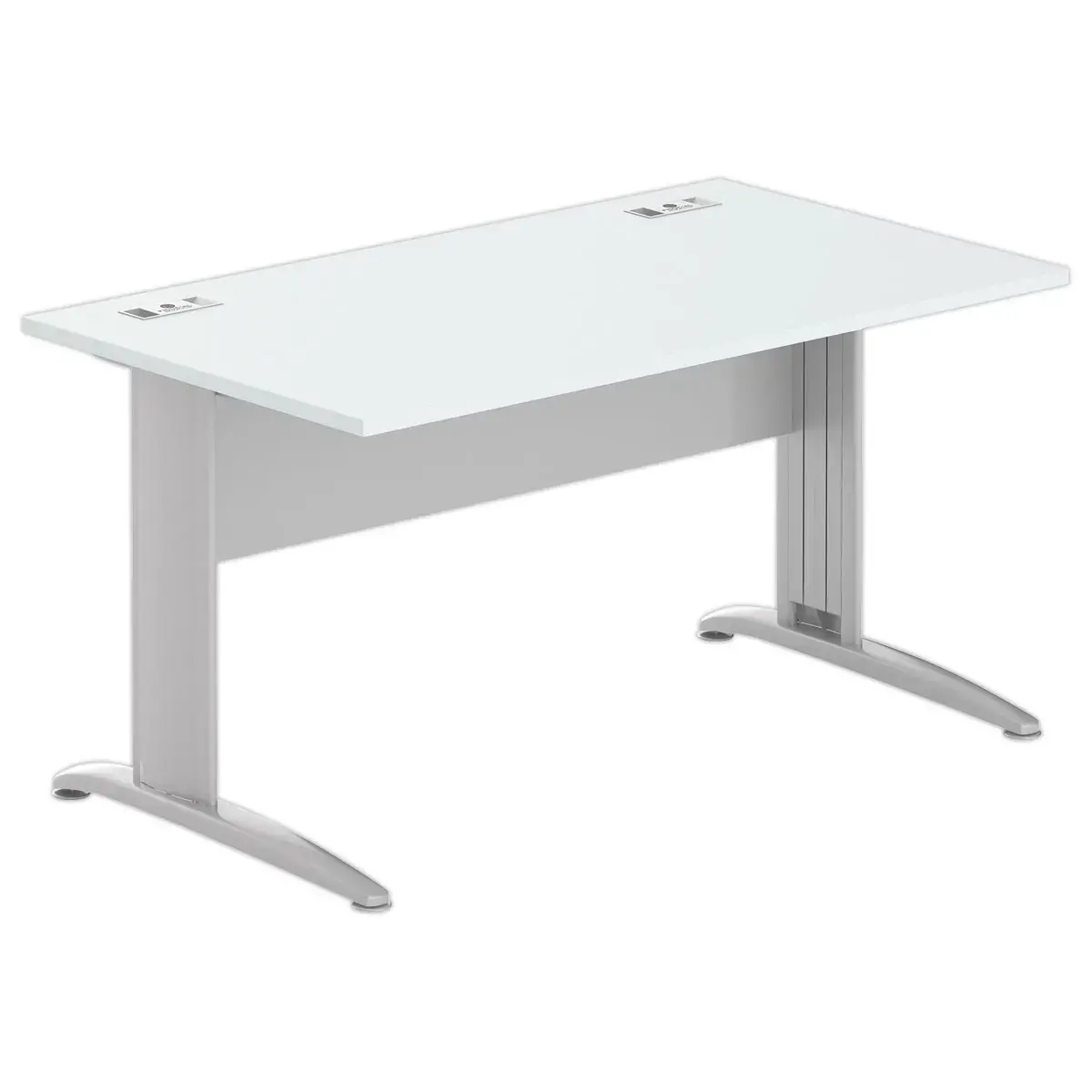 Bureau BUENOS AIRES - Plateau gris et pieds aluminium - 140x80 cm - FIDUCIAL OFFICE SOLUTIONS