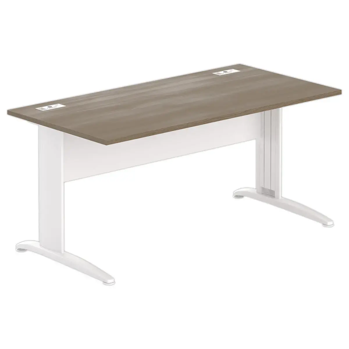 Bureau Buenos Aires - 160 x 80 cm - Plateau noyer et pieds blancs - FIDUCIAL OFFICE SOLUTIONS