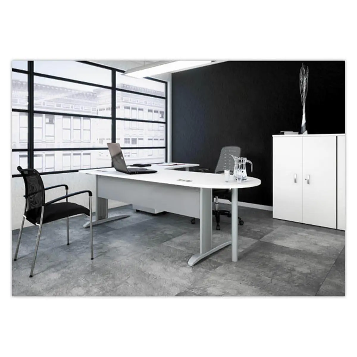 Bureau BUENOS AIRES - Plateau blanc et pieds aluminium - 180x80 cm 