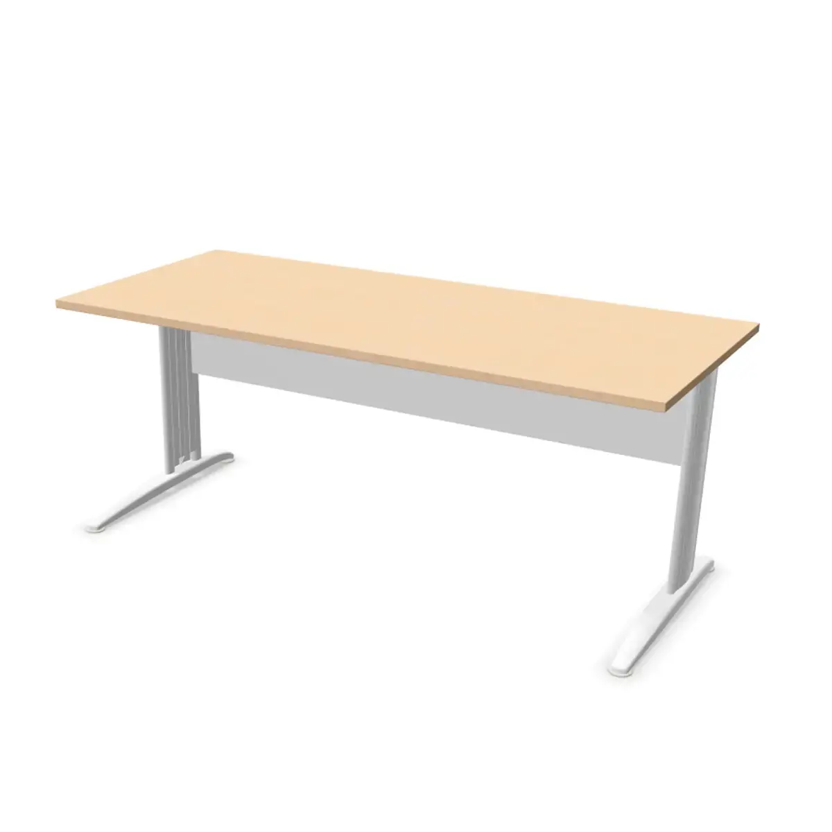 Bureau Buenos Aires - Plateau h&ecirc;tre et pieds blancs - 180x80 cm 
