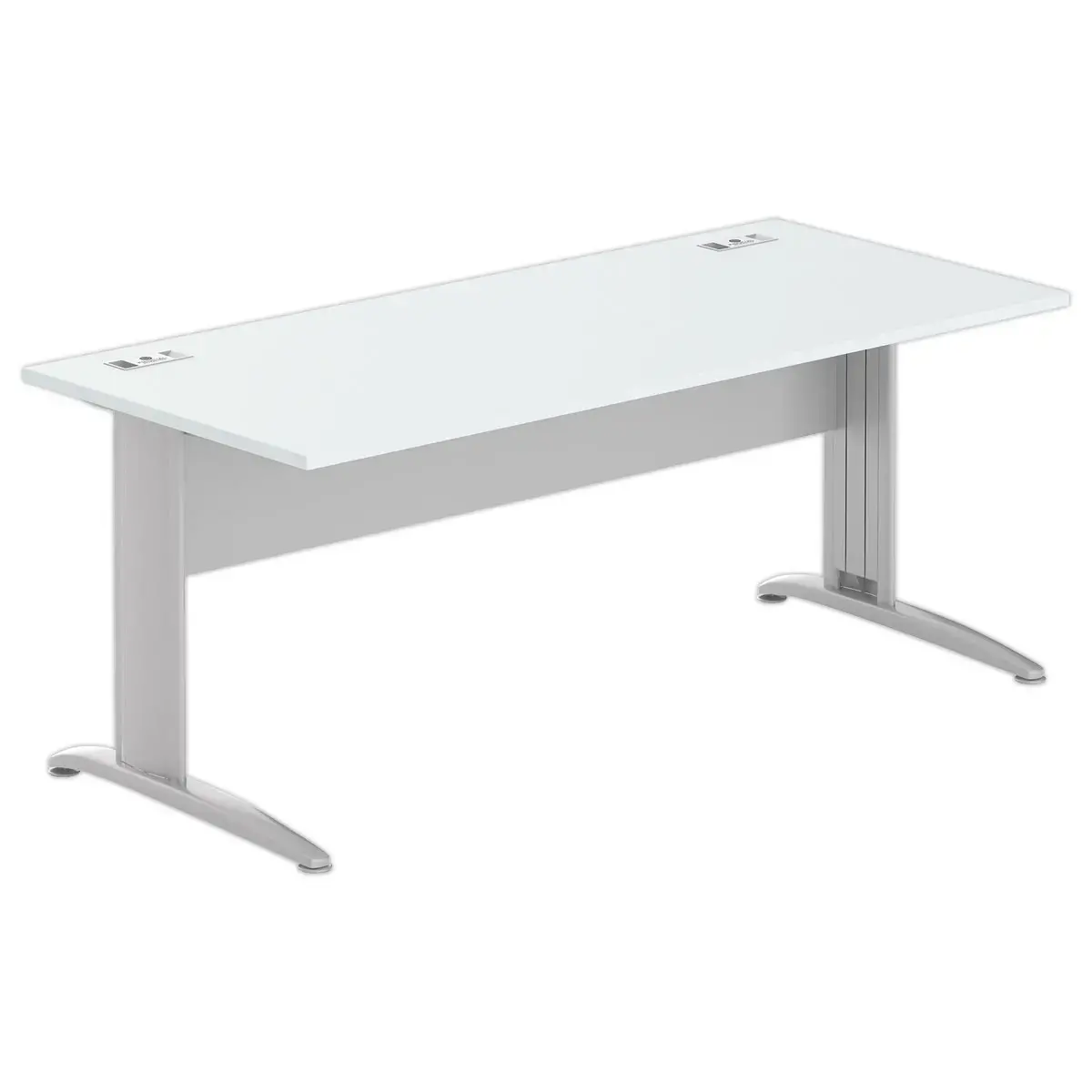 Bureau BUENOS AIRES - Plateau gris et pieds aluminium - 180x80 cm