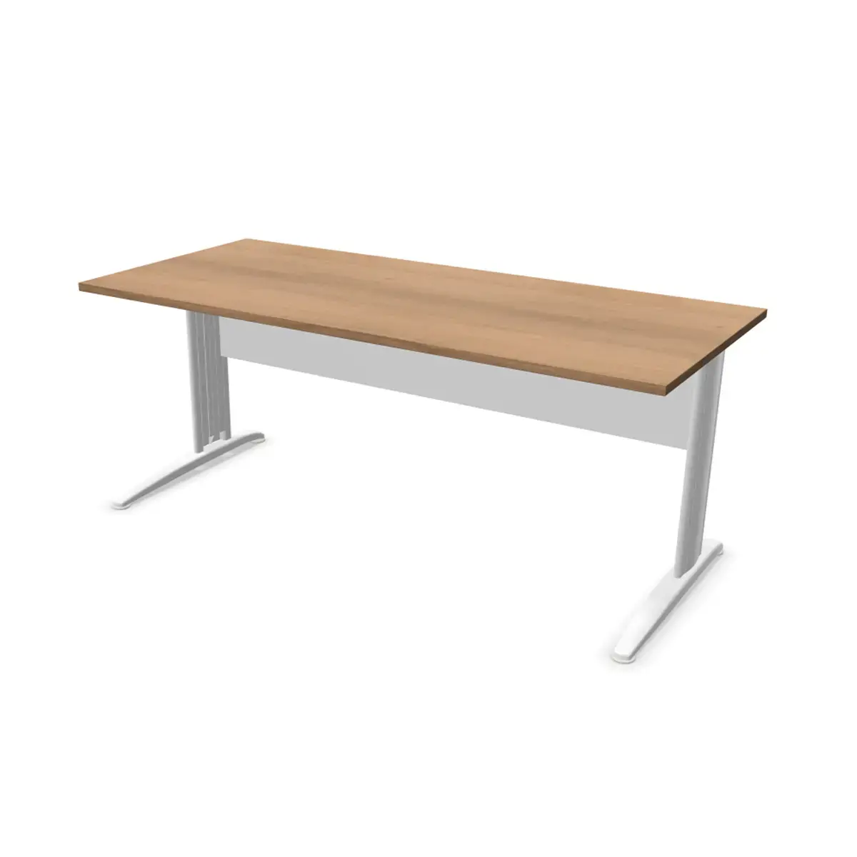 Bureau Buenos Aires - 180 x 80 cm - Plateau noyer et pieds blancs - FIDUCIAL OFFICE SOLUTIONS 