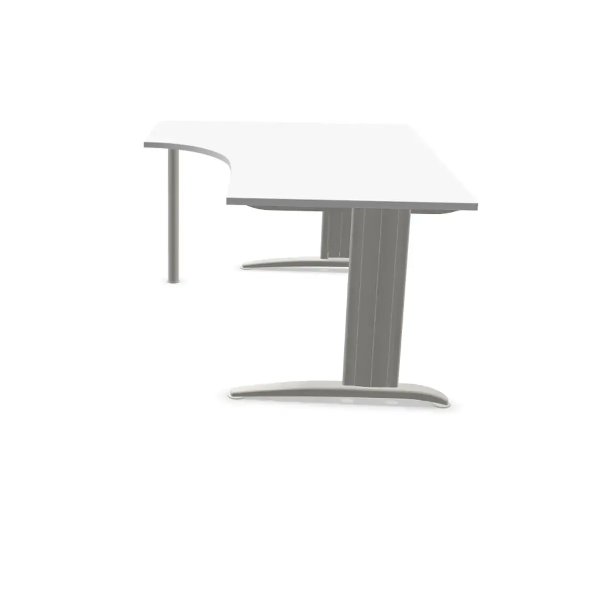 Bureau BUENOS AIRES compact retour &agrave; gauche blanc/alu, L160 