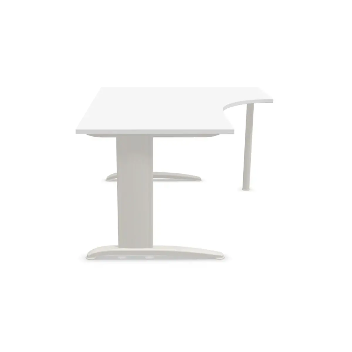Bureau BUENOS AIRES compact retour &agrave; droite blanc/alu, L160 