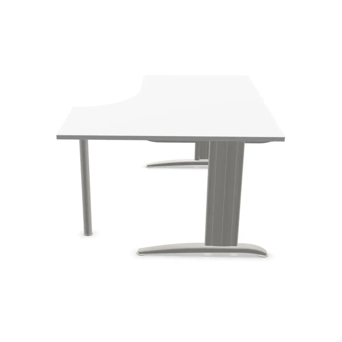 Bureau BUENOS AIRES compact retour &agrave; droite blanc/alu, L160 