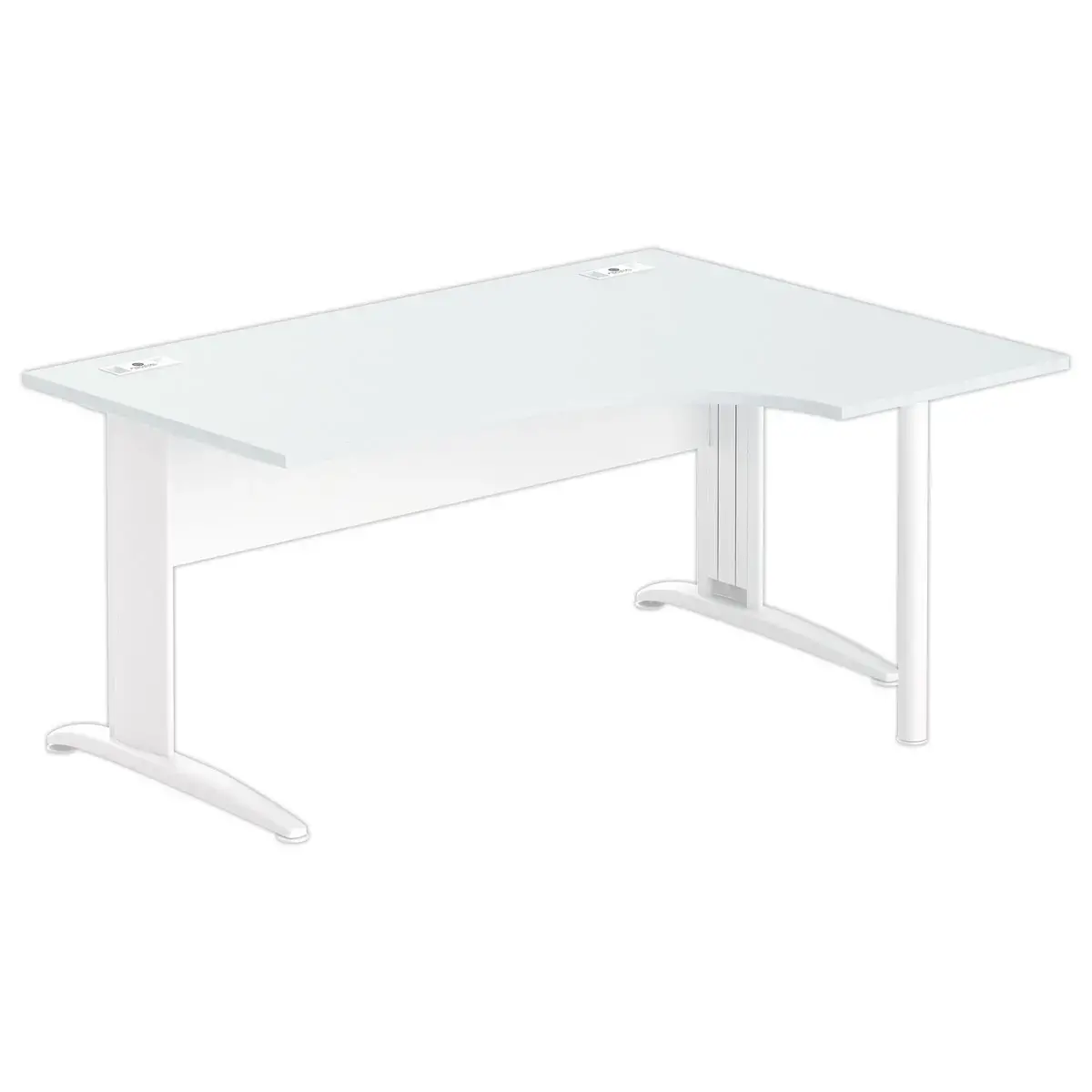 Bureau BUENOS AIRES compact retour &agrave; droite gris/blanc, L160 