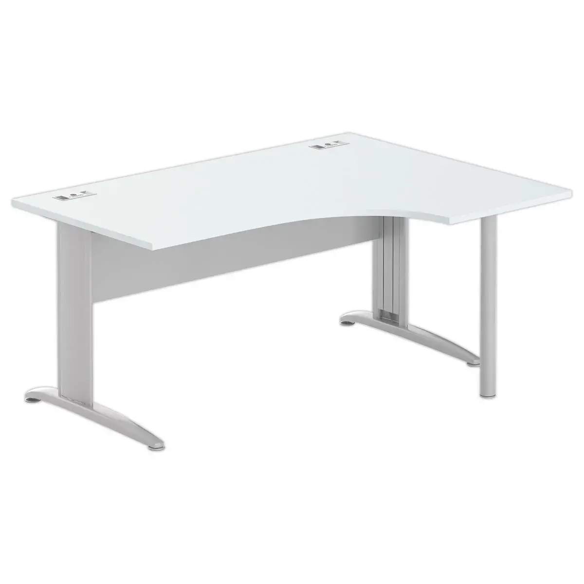 Bureau BUENOS AIRES compact retour &agrave; droite gris/alu, L160 