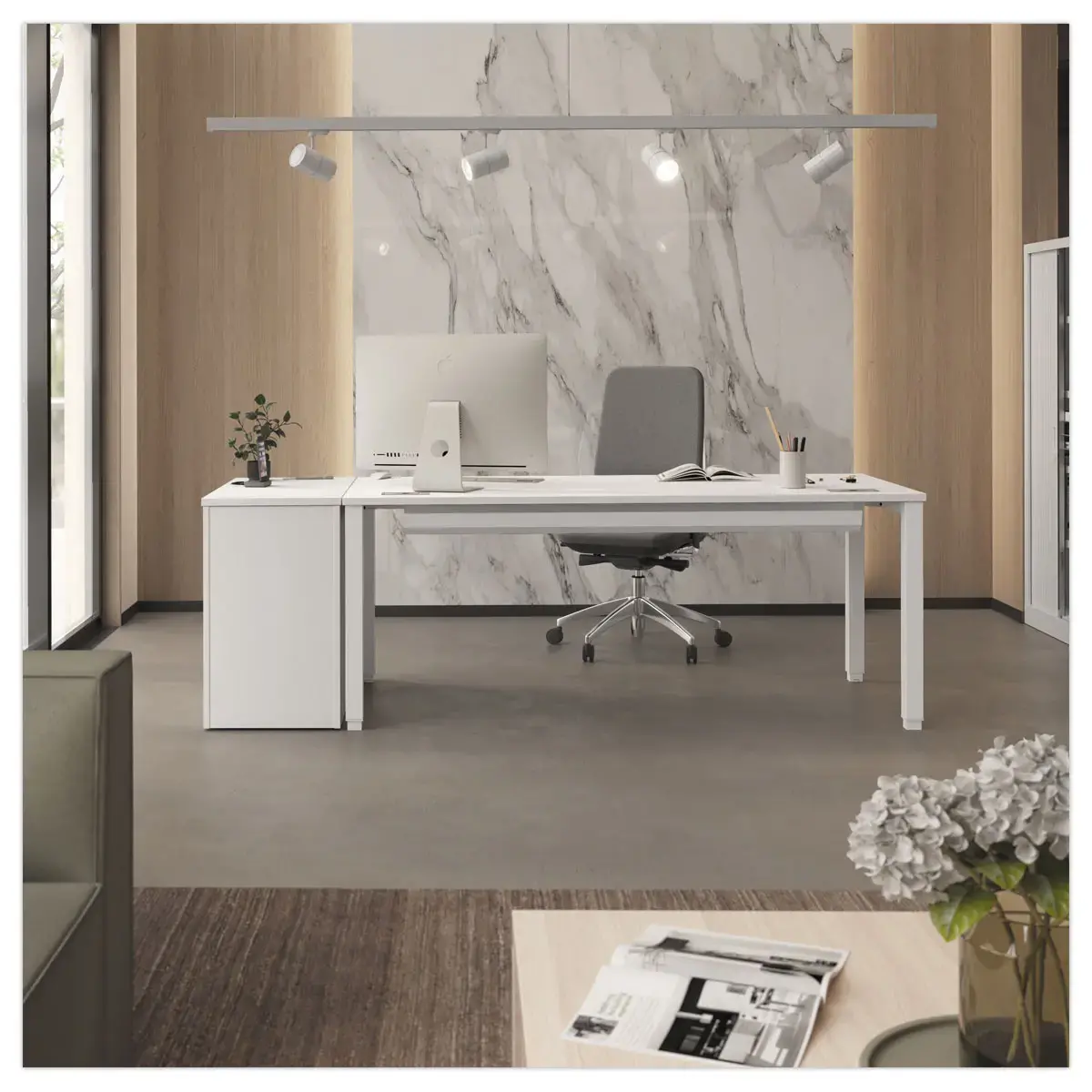 Bureau BRUXELLES 120 x 80 blanc - pieds blancs