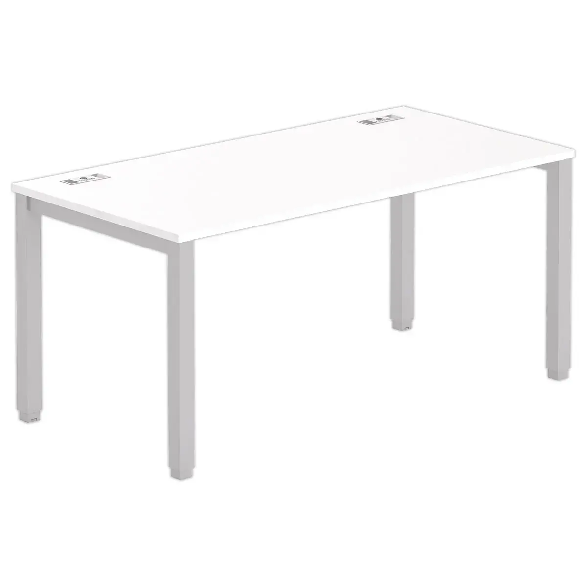 Bureau BRUXELLES 160 x 80 blanc - pieds aluminium 