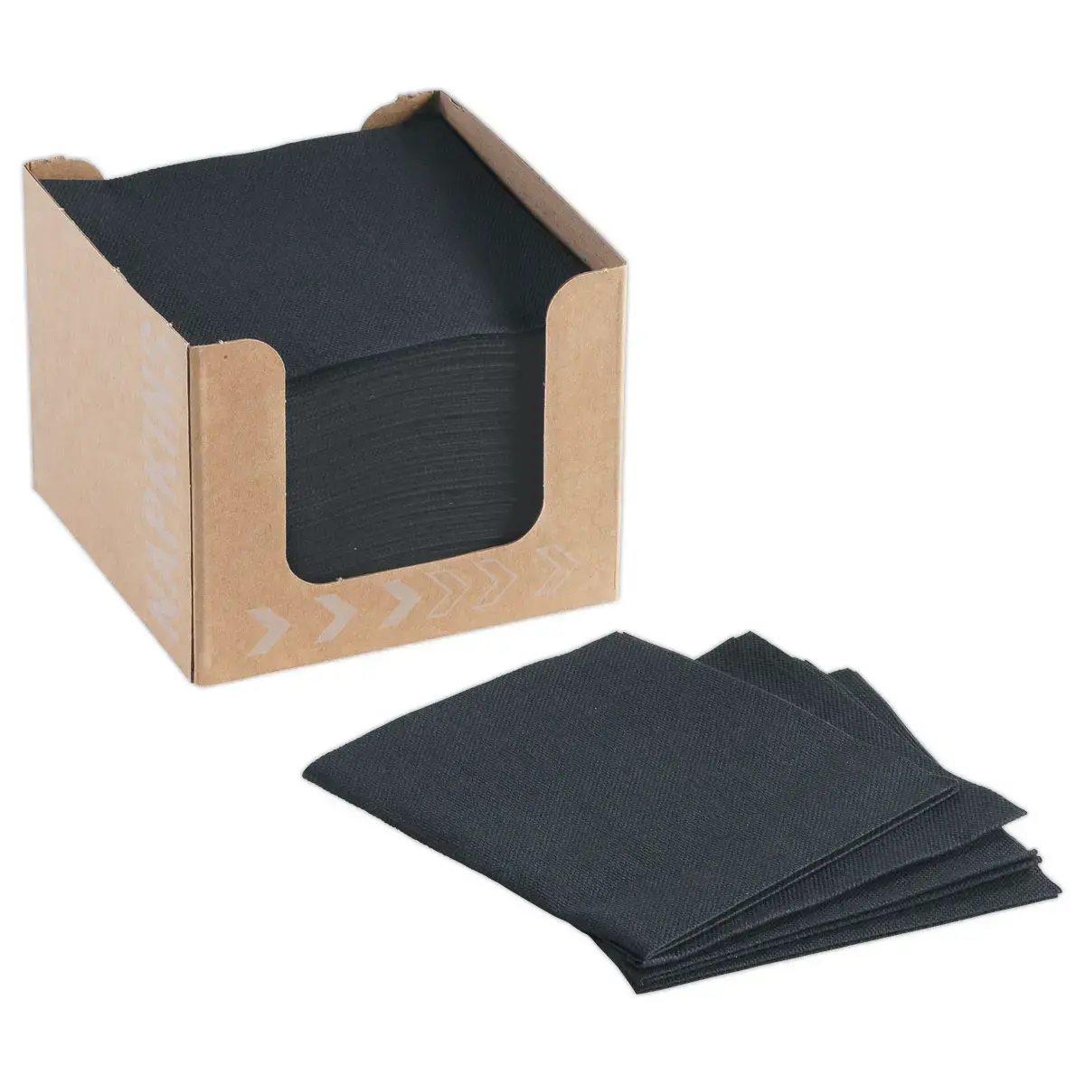 50 Serviettes &agrave; cocktail - 20 x 20 cm - Noir - Duni 