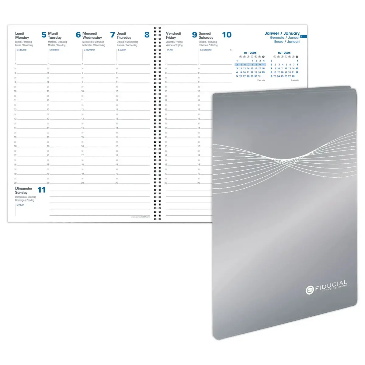 Agenda semainier  - 21x27cm - Gris - D&eacute;cembre &agrave; d&eacute;cembre - FIDUCIAL OFFICE SOLUTIONS 