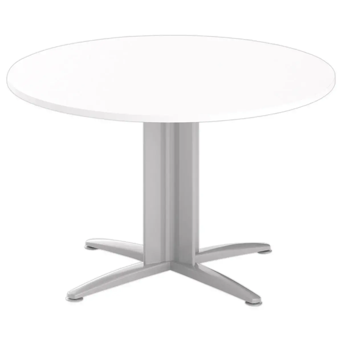 Table r&eacute;union ronde diam. 116cm blanc/aluminium 
