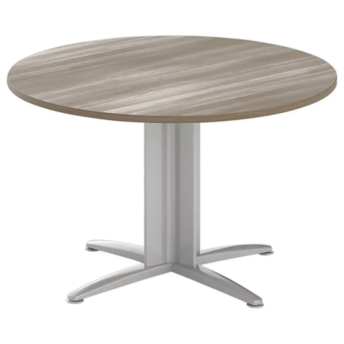 Table réunion ronde diam. 116cm noyer/aluminium