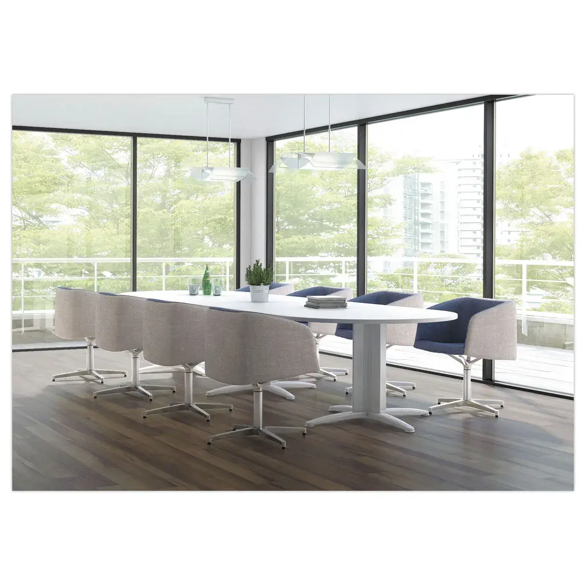 Table r&eacute;union ovale 200x120 blanc/blanc 