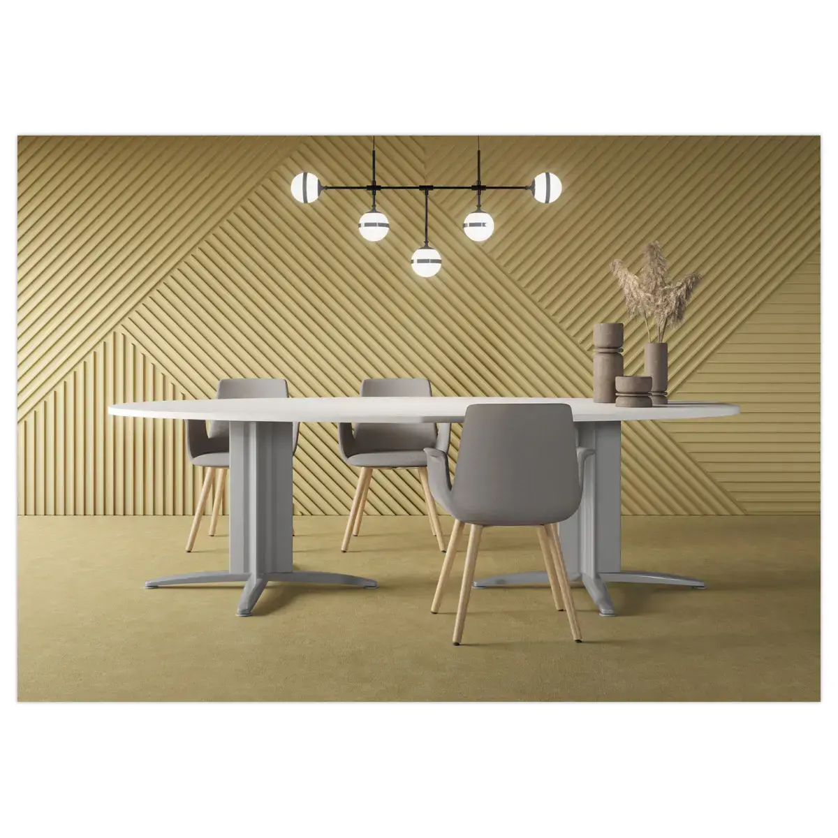 Table r&eacute;union ovale 200x120 blanc/blanc 
