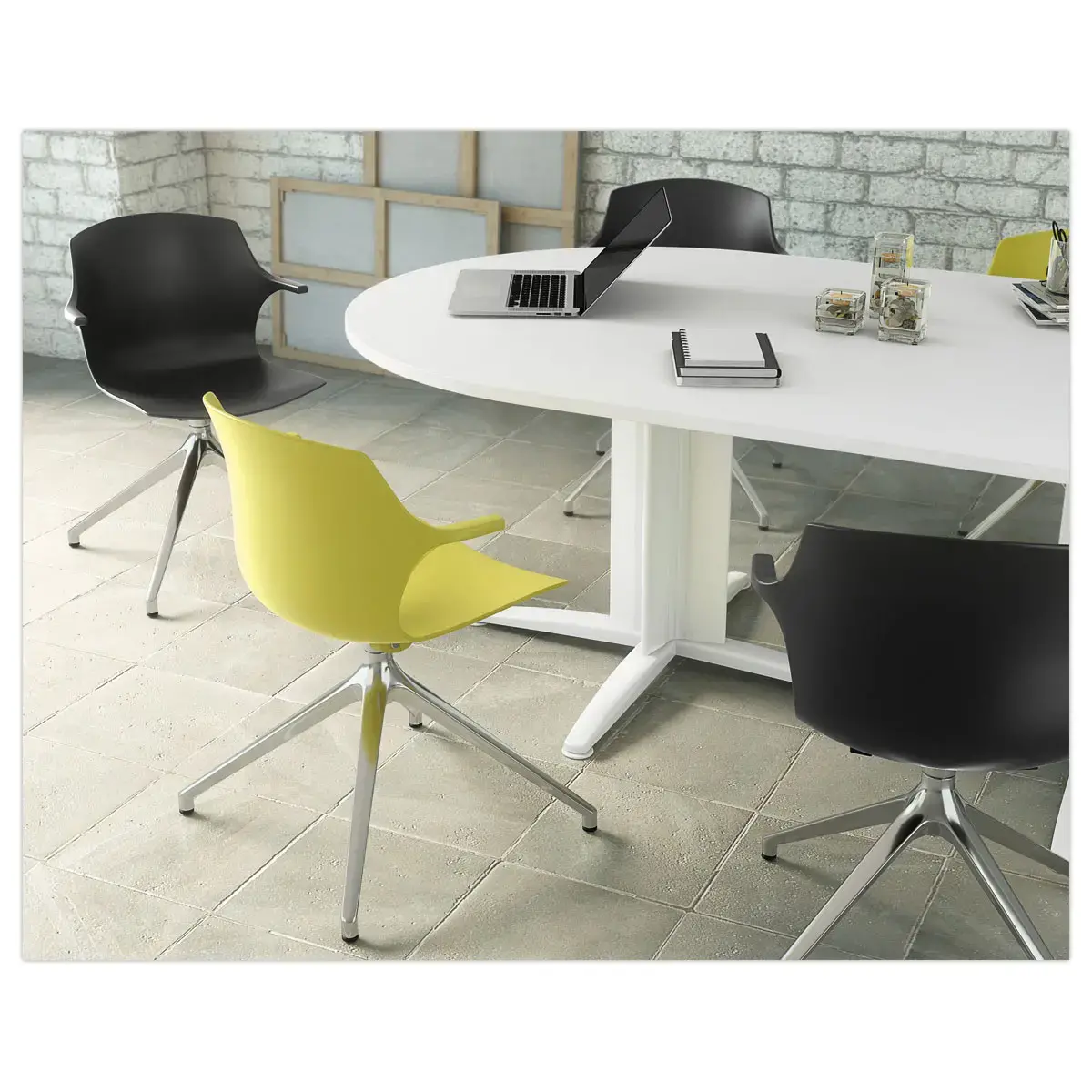 Table r&eacute;union ovale 200x120 blanc/blanc 