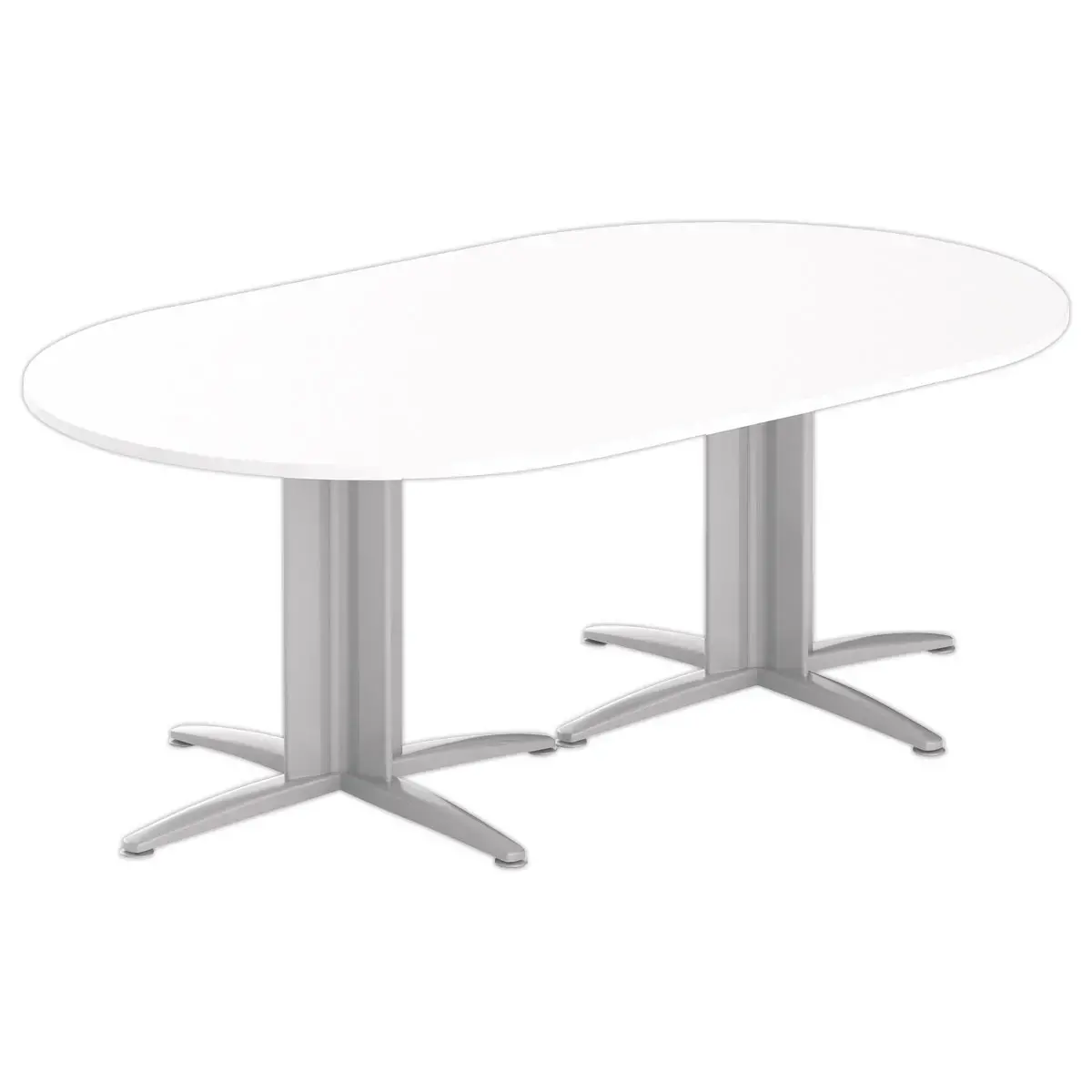 Table réunion ovale 200x120 blanc/aluminium