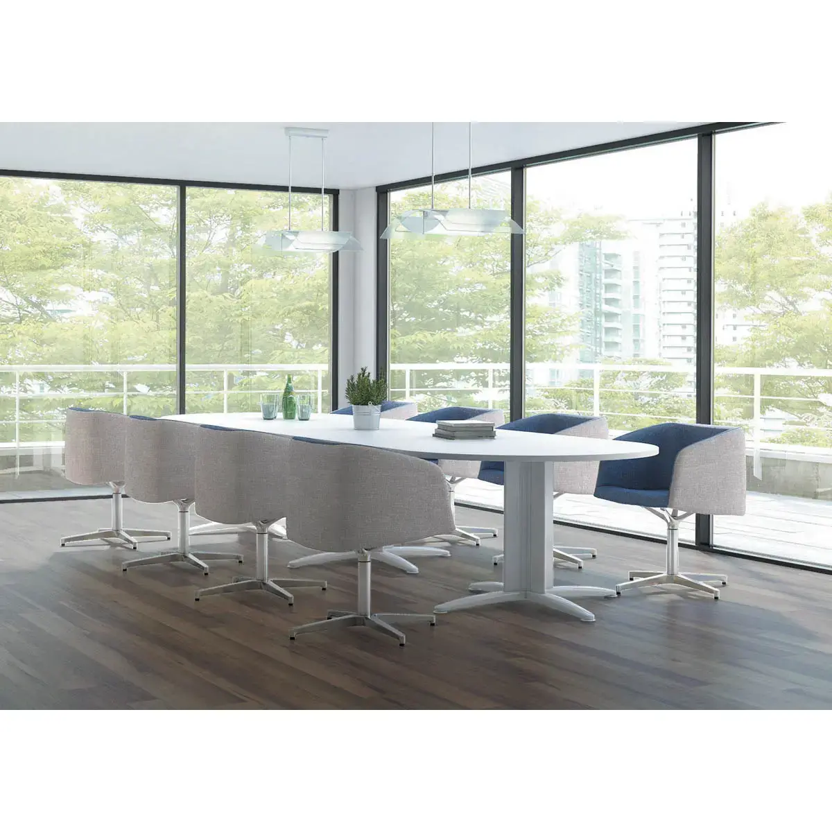 Table réunion ovale 200x120 hêtre/blanc