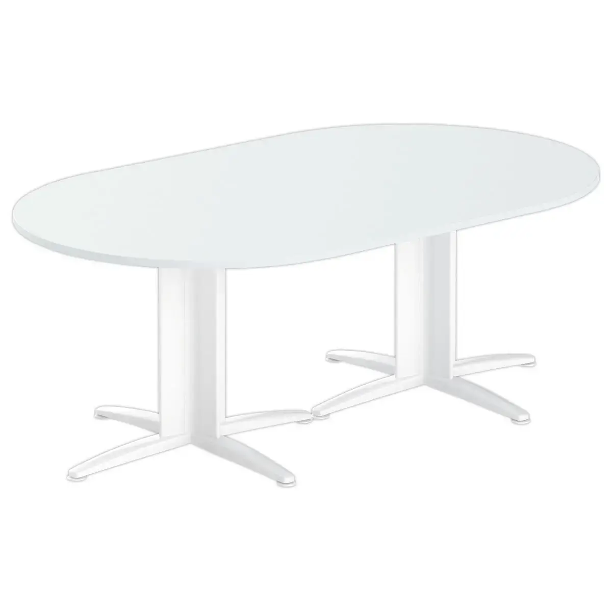 Table r&eacute;union ovale 200x120 gris/blanc 