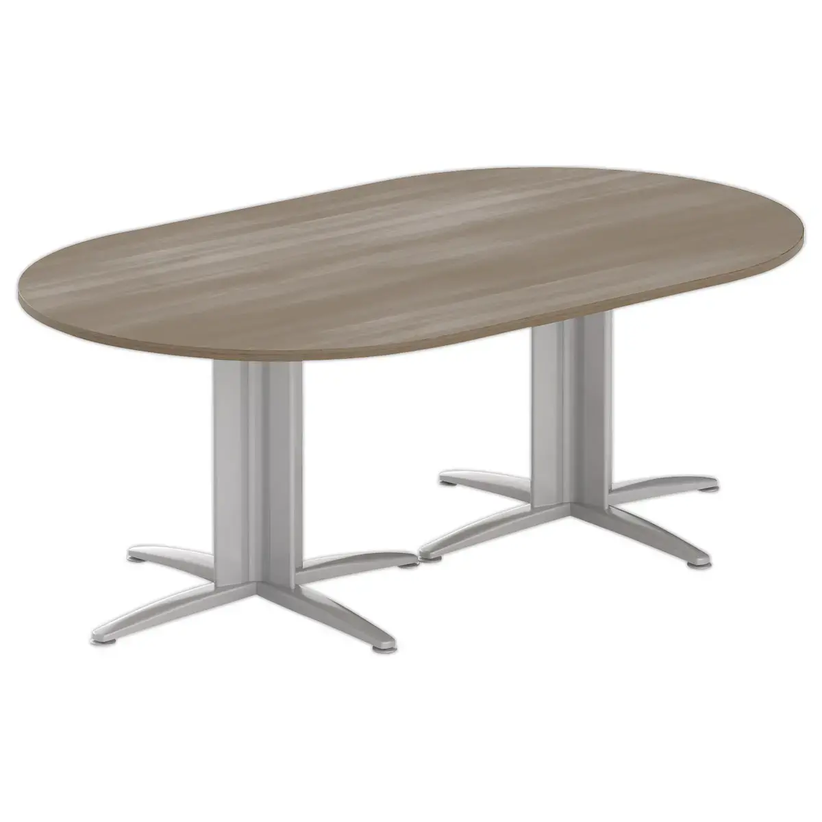 Table réunion ovale 200x120 noyer/aluminium